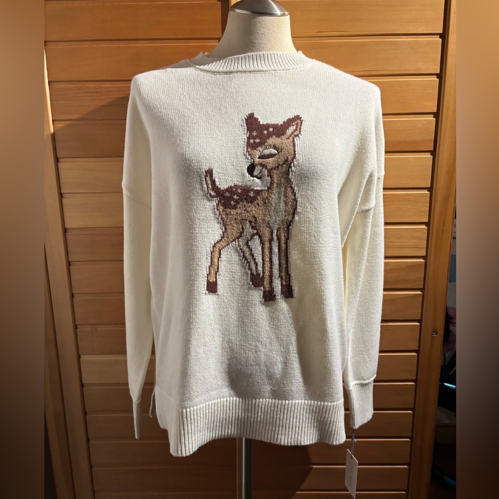 Brand new with Tags by Ruby Moon Ivory Knit Top with Baby Deer